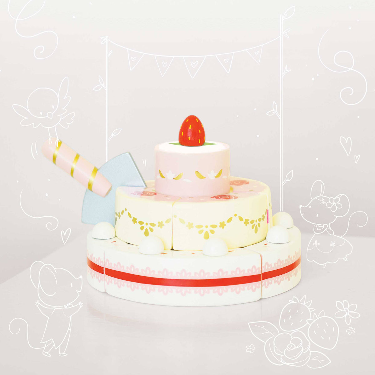 Le Toy Van Wooden Strawberry Wedding Cake