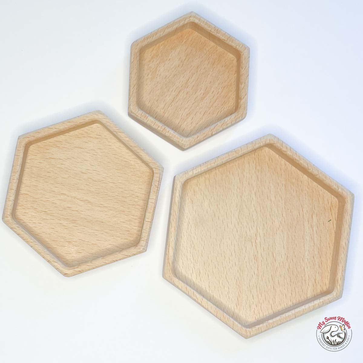 Hexagon Sorting Wooden Trays (Set of 3)