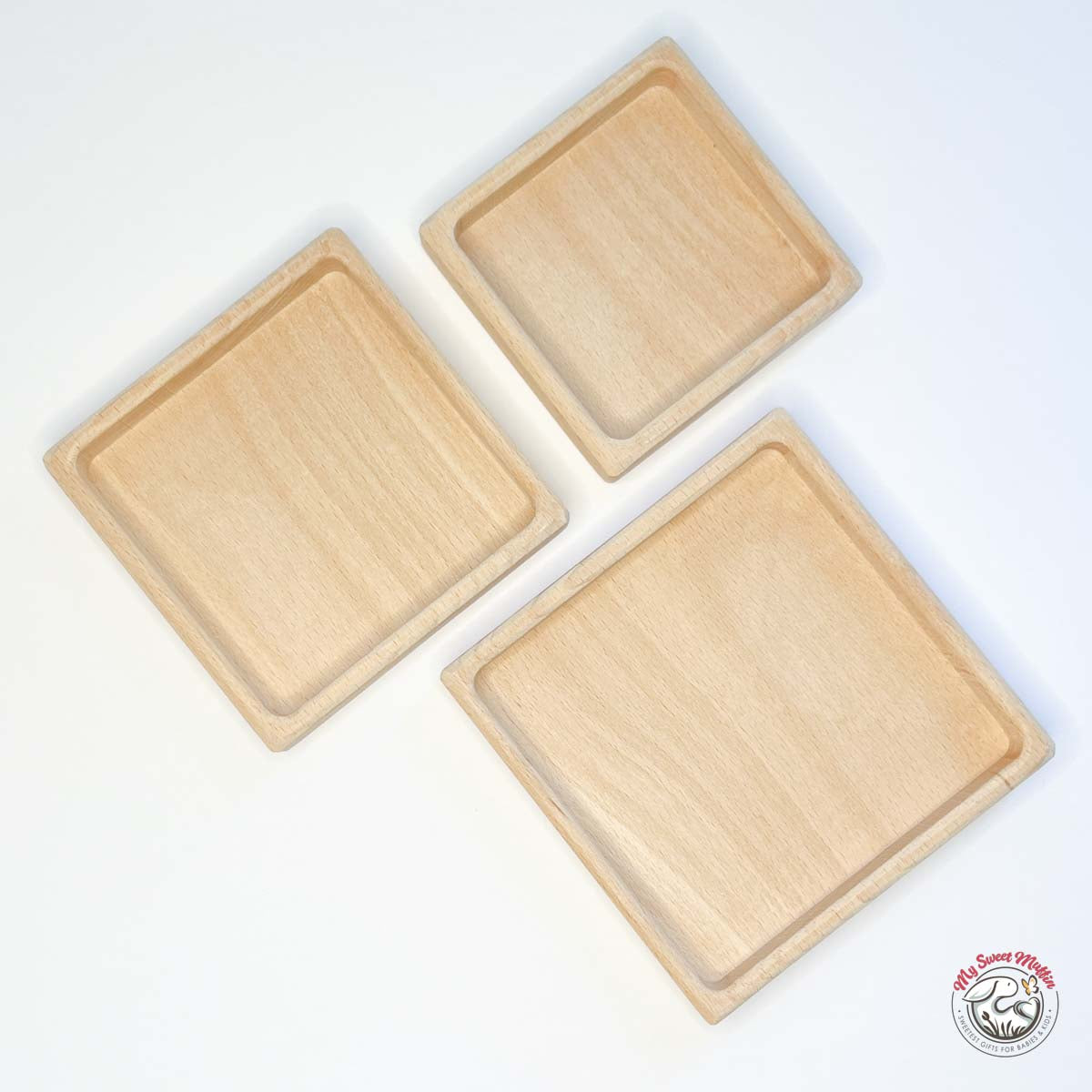 Square Sorting Wooden Trays (Set of 3)