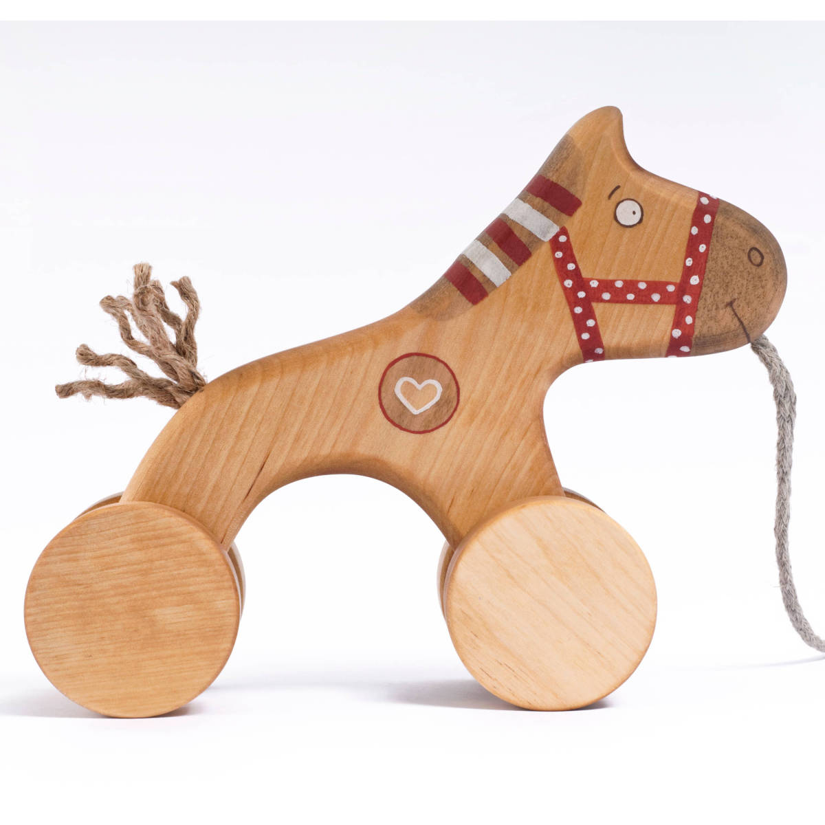 Wooden Pull Toy  Horse, Red