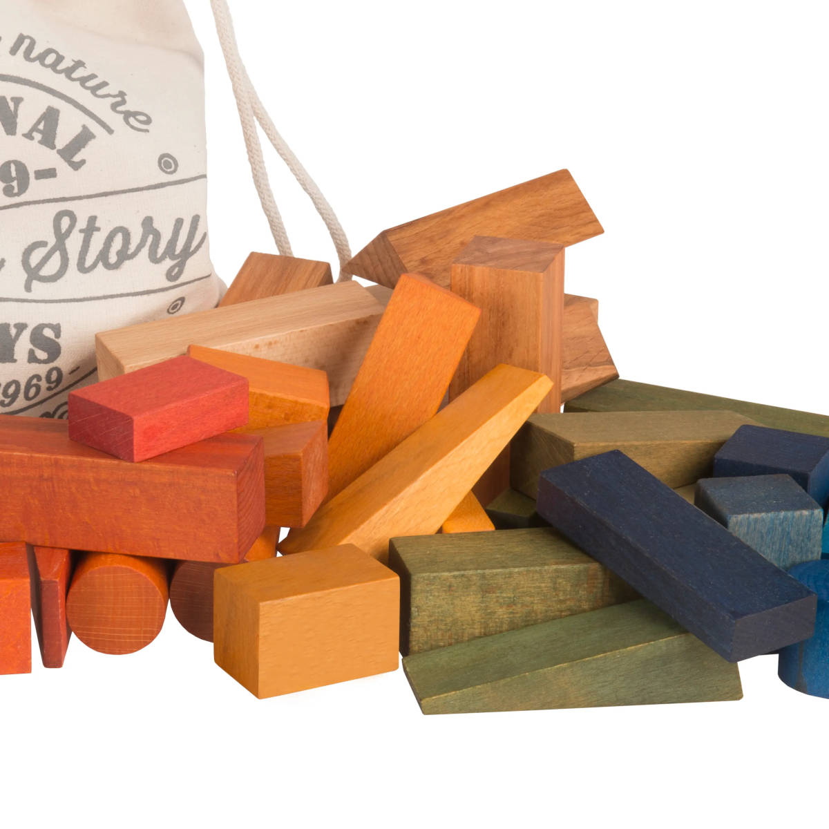 Wooden Story Rainbow XL Wooden Blocks in Sack, 50pcs