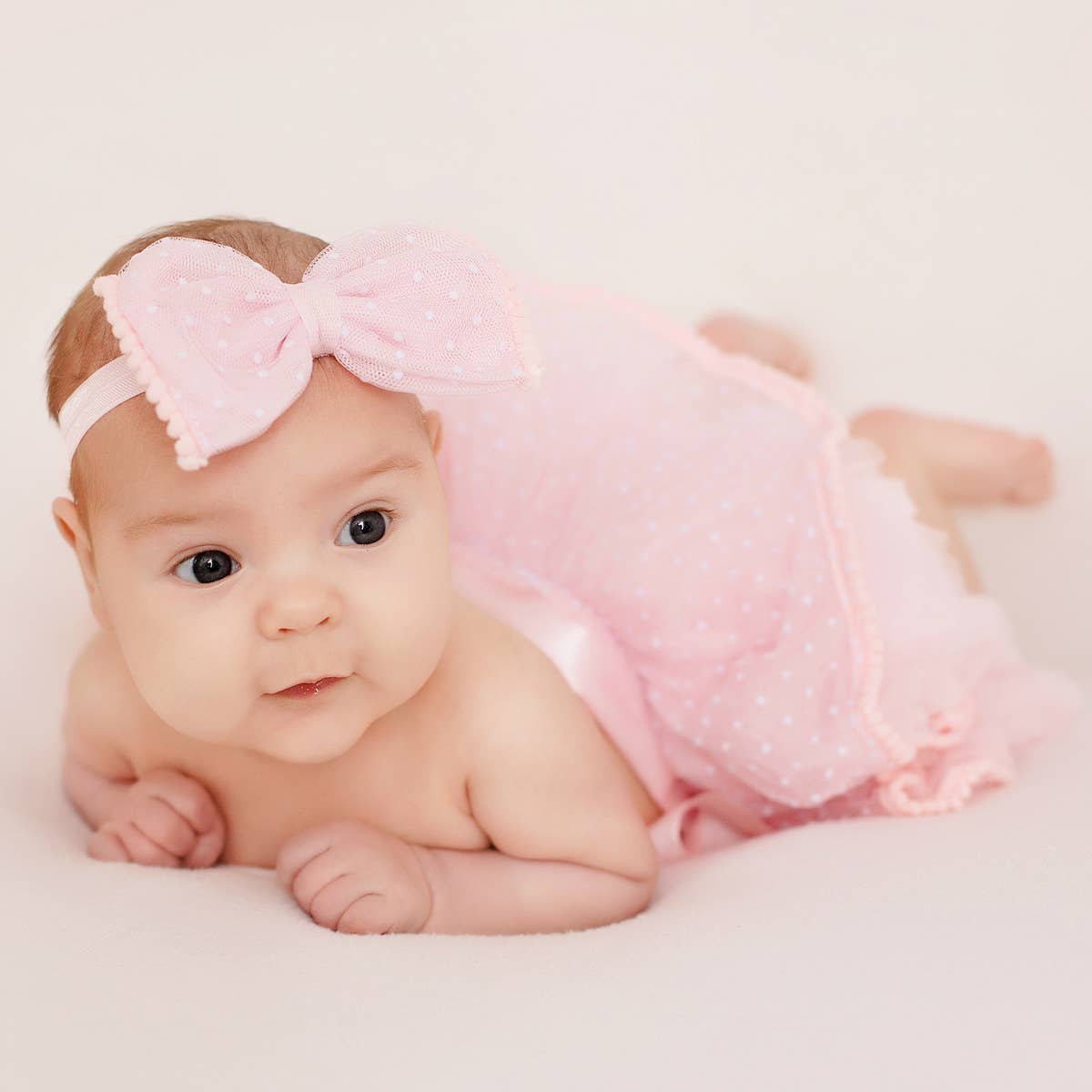 Pink Pompom Newborn Baby Girl Tutu with Headband