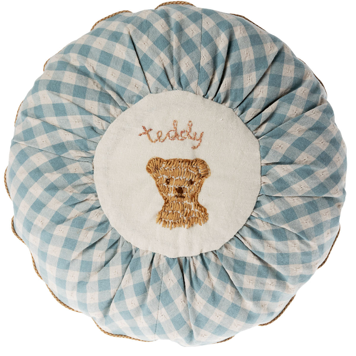 Maileg Small Teddy Round Cushion, Checkered