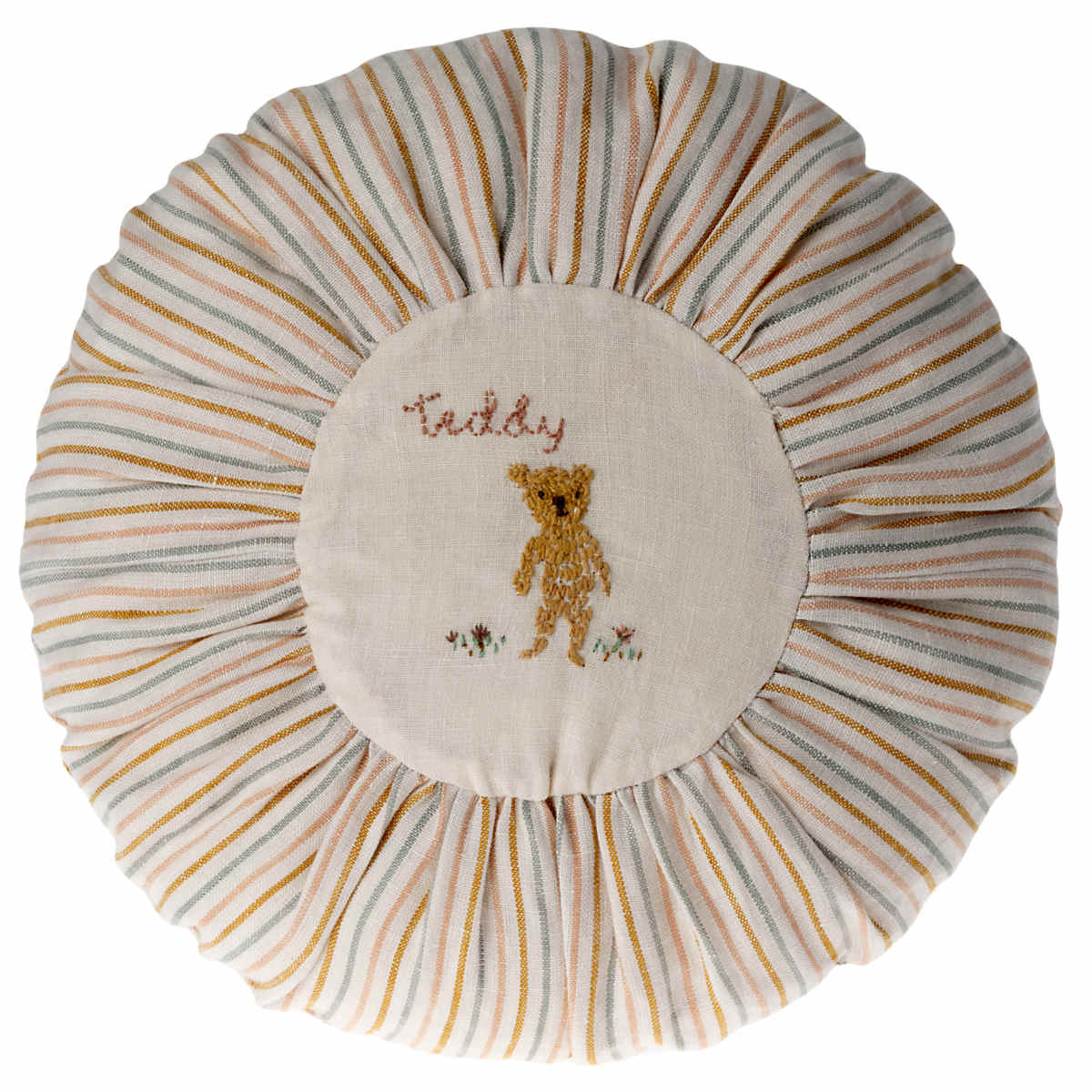 Maileg Small Teddy Round Cushion, Stripe