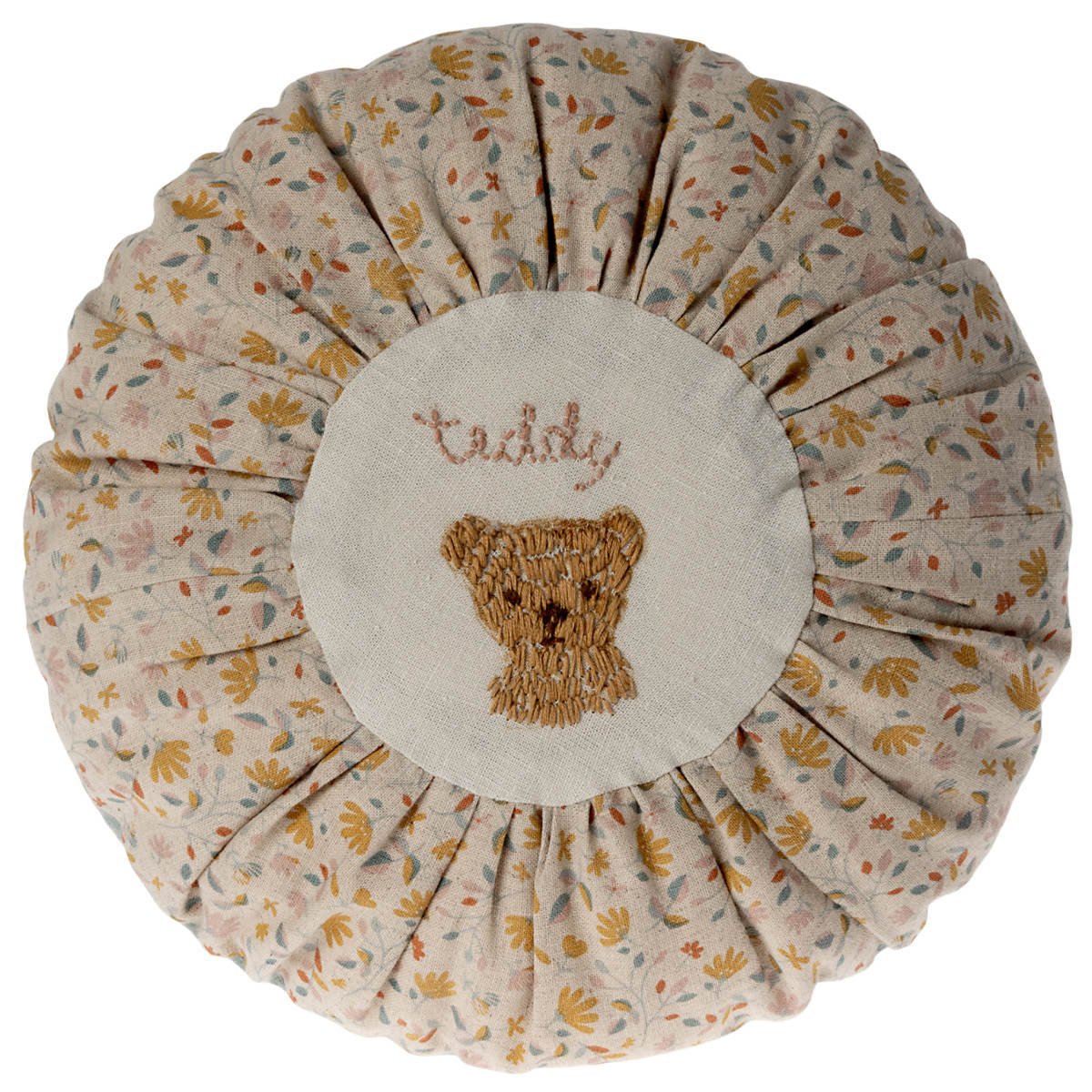 Maileg Small Teddy Round Cushion, Flower