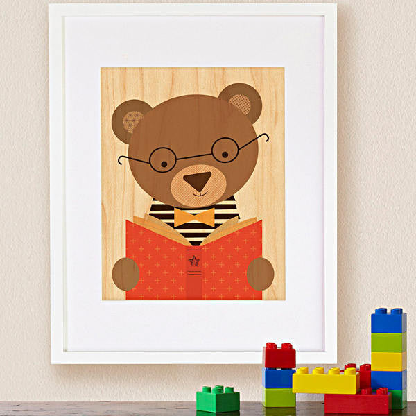 Print on Wood, Reading Bear