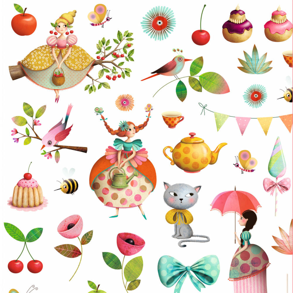 Djeco 160 Stickers, Princess Tea Party