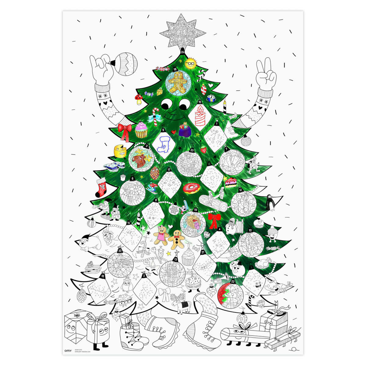 OMY Giant Coloring Poster, Advent Christmas Tree