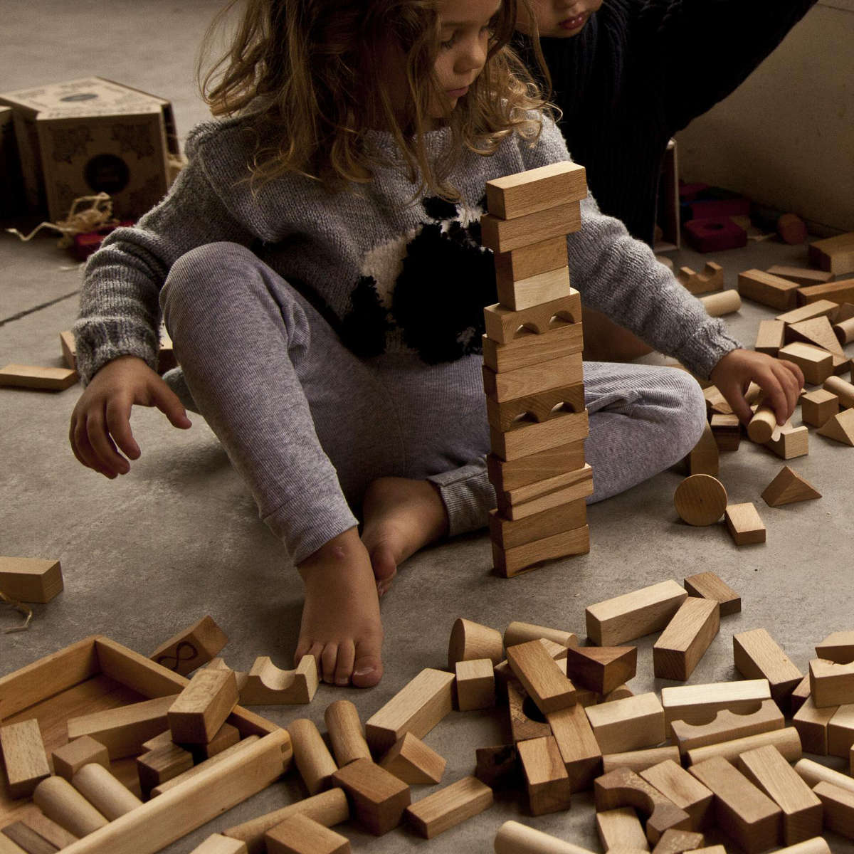 Wooden Story Natural Blocks in Tray, 54pcs