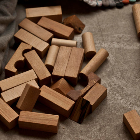 Wooden Story Natural Blocks in Tray, 54pcs