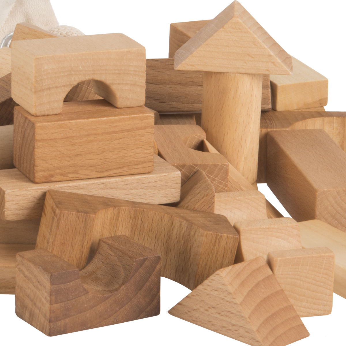 Wooden Story Natural Blocks in Sack, 100pcs