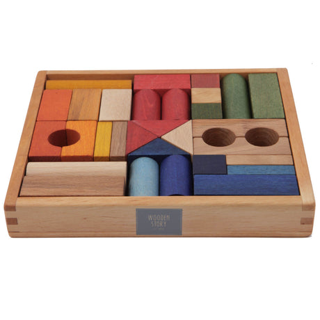 Wooden Story Rainbow Wooden Blocks in Tray 