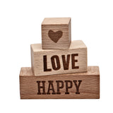 Wooden Story Happy, Love 3pcs Wooden Block Set