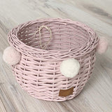 Lilu PomPom Wicker Basket, Dusty Pink