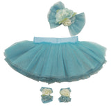 Blue Newborn Baby Girl Tutu 3pcs Set